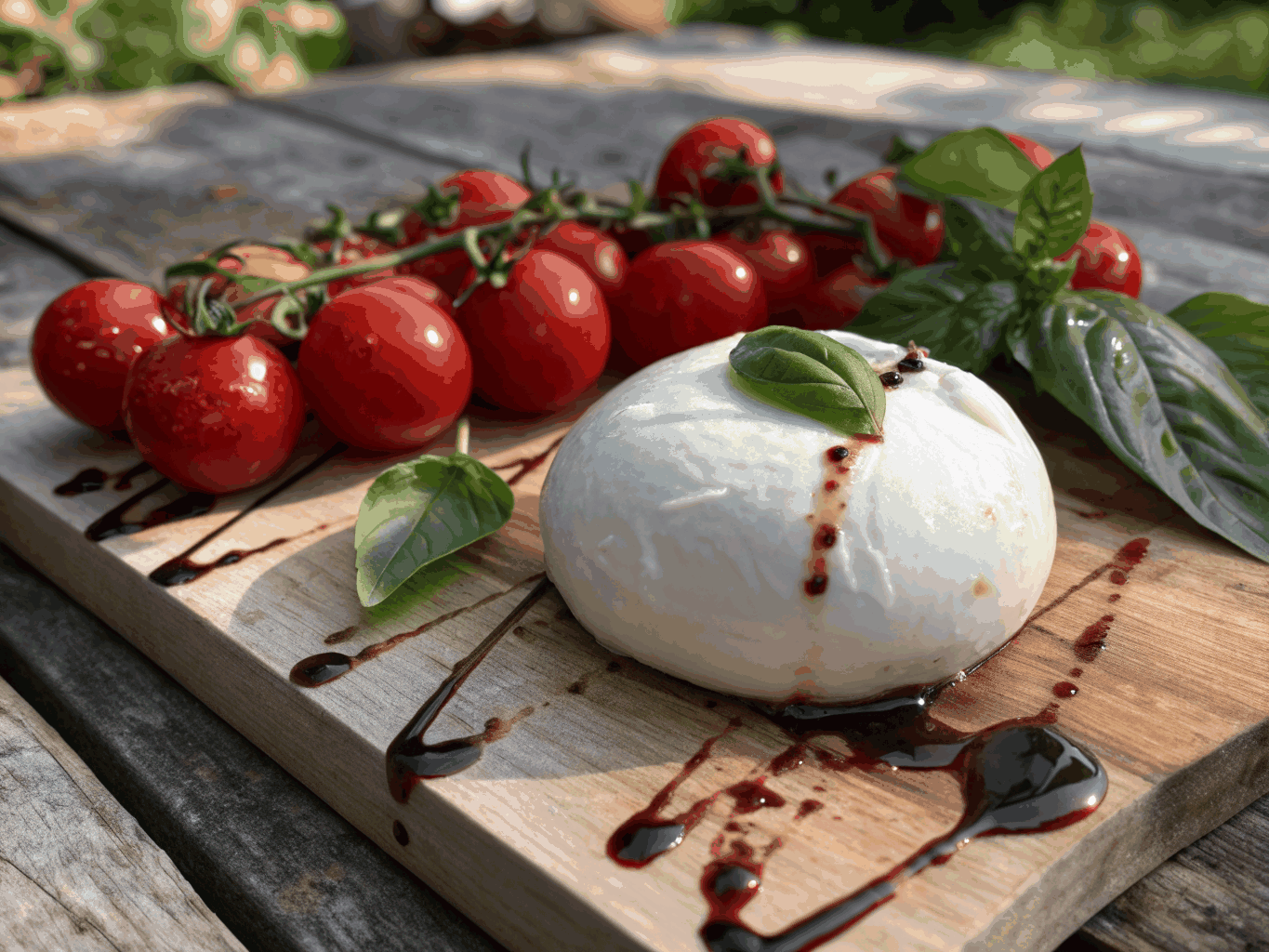 Burrata fresca con pomodori e basilico