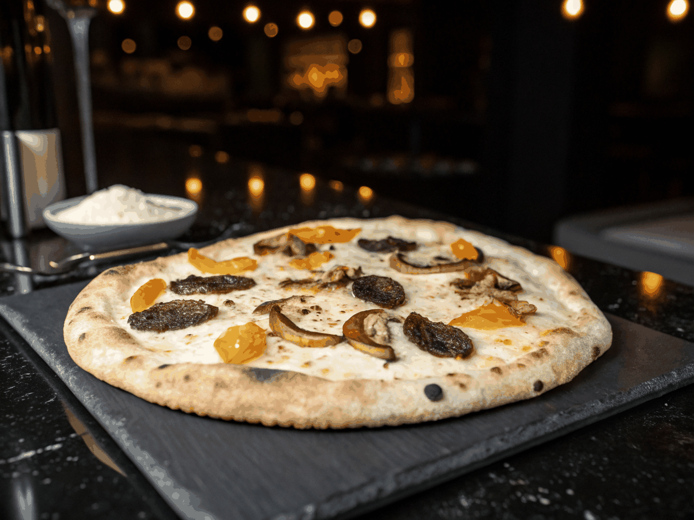 Pizza tartufata con prosciutto